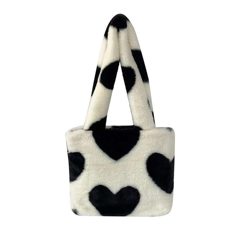 Furry fluffy heart bag