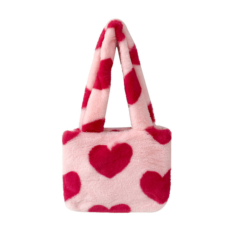 Furry fluffy heart bag