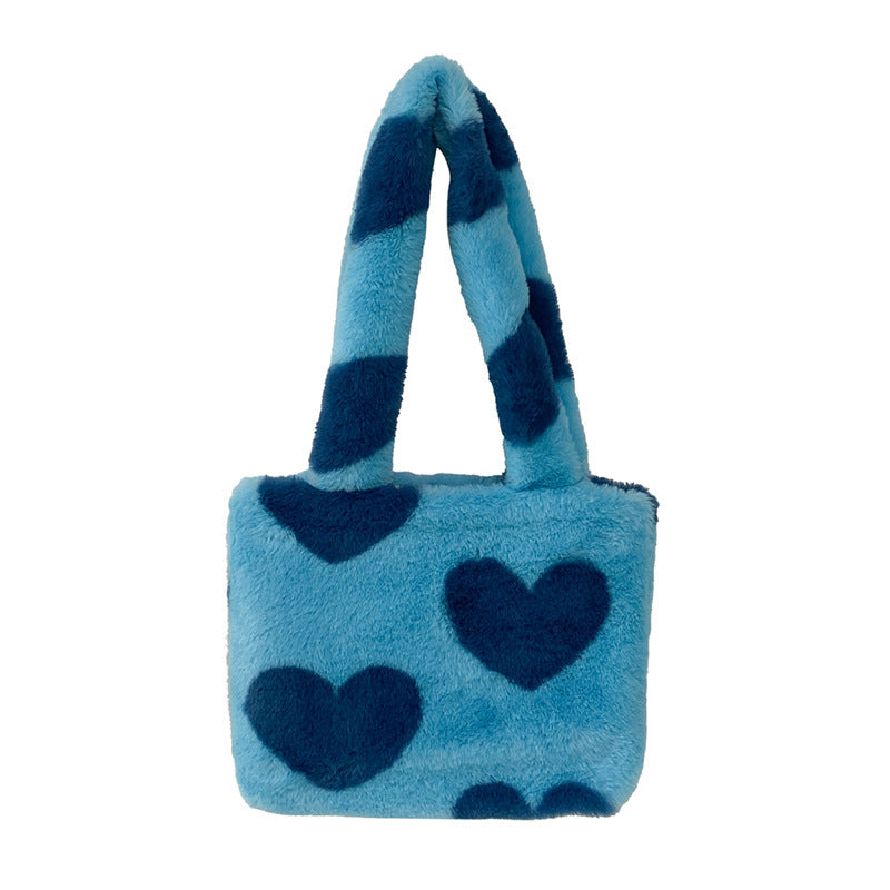 Furry fluffy heart bag