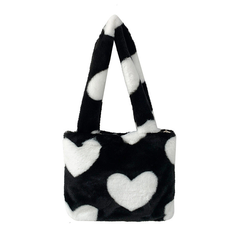 Furry fluffy heart bag